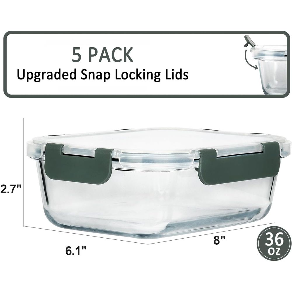 5 packs, contenants en verre p - Meal Prep Glass avis et prix