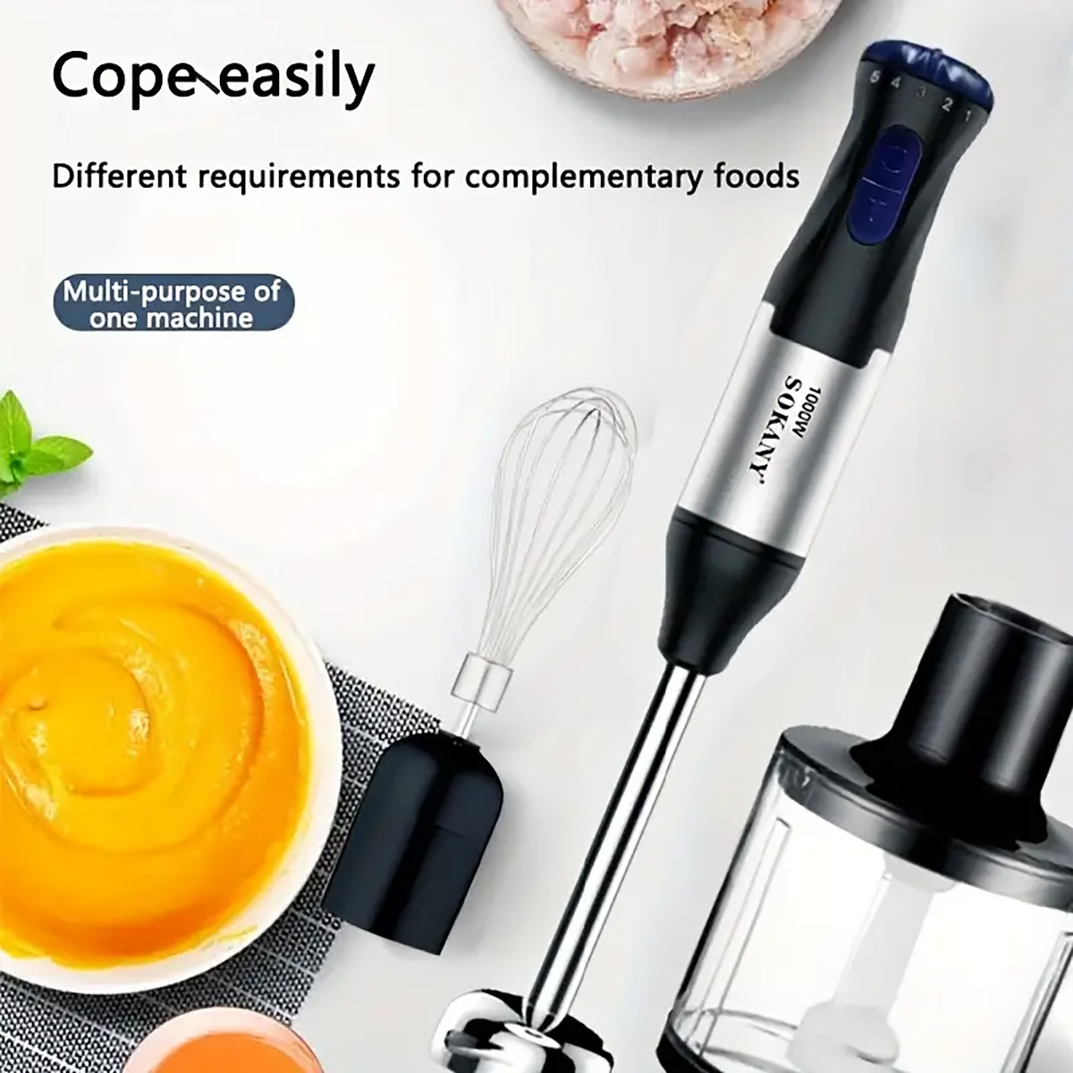 Mixeur manuel 4 en 1 de 1000W, - Meal Prep Smoothies avis et prix